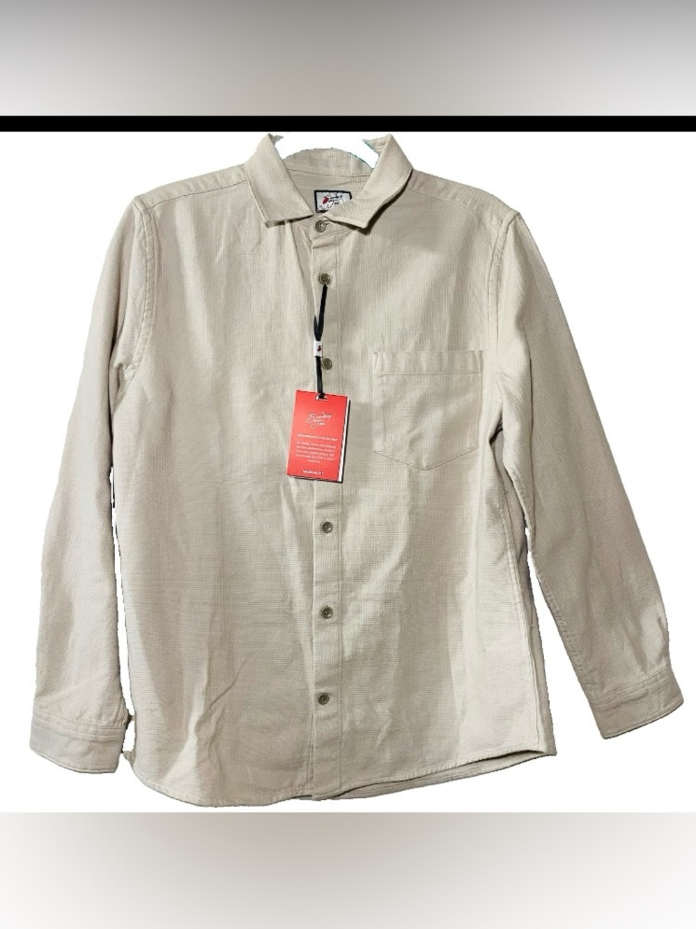 Sunday Men's Casual Button-Down Shirt in Light Beige